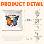 Christian Bible Verse Jewelry Dish Gift for Women, Butterfly Religious 4" Ceramic Jewelry Tray, Christian Gifts for Mom, Daughter, Friends - Birthday, Confirmation, Catholic Gift for Her, Teen Girls