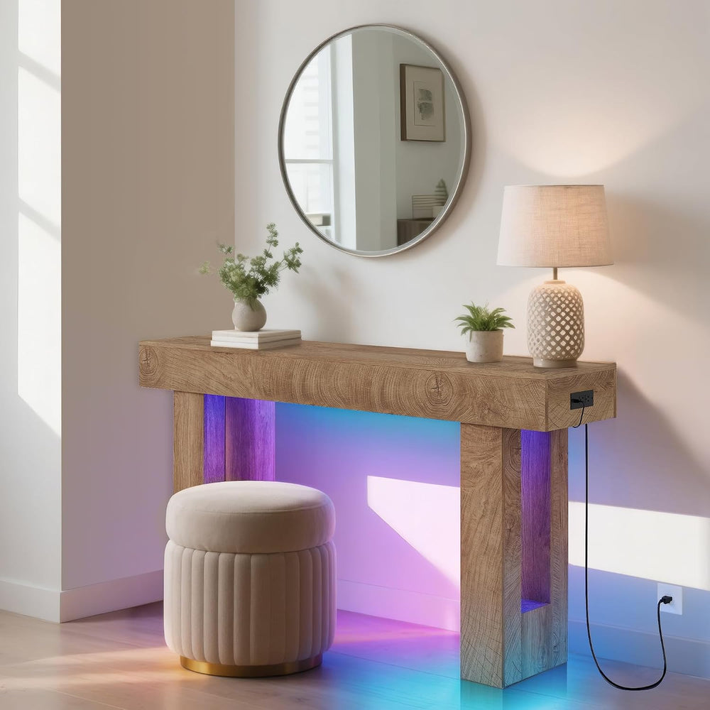 63" Farmhouse Console Table - Long Sofa Table Behind Couch, Wooden Entry...