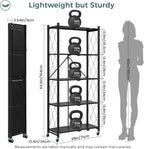 DEANIC 5 Tier Foldable Storage Shelves with Wheels, Large Capacity Shelving Unit, Freestanding Metal Wire Shelf Rack, No Assembly Organizer Rack for Garage Kitchen, Basement, Pantry(Black Pack of 2)