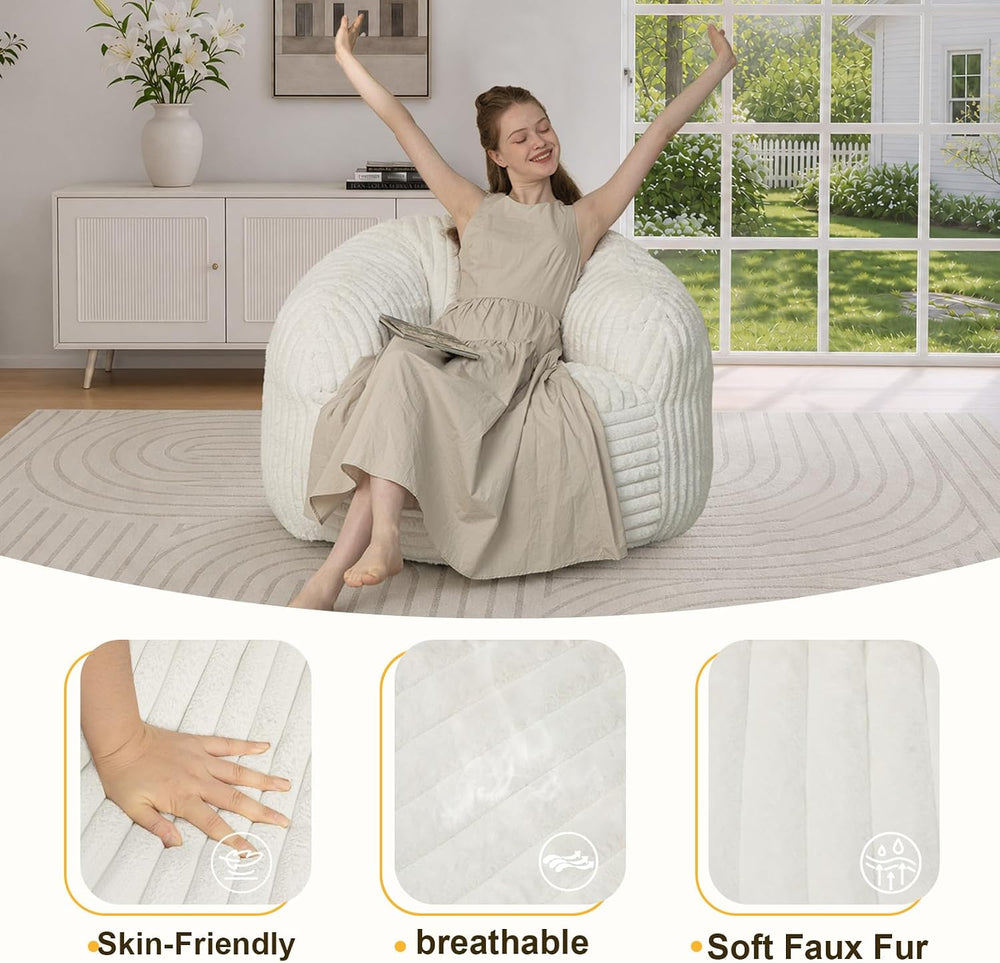 Bean Bag Chair for Adults Teens, Comfy Reading Chair Sofa with Round Seat | W...