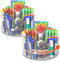 Acrylic Pen Holder, 2 Pack 360 Rotating Organizer With 6 Compartments, Desk Office Storage for 800 Pens, Markers, Crayons and Art Supplies
