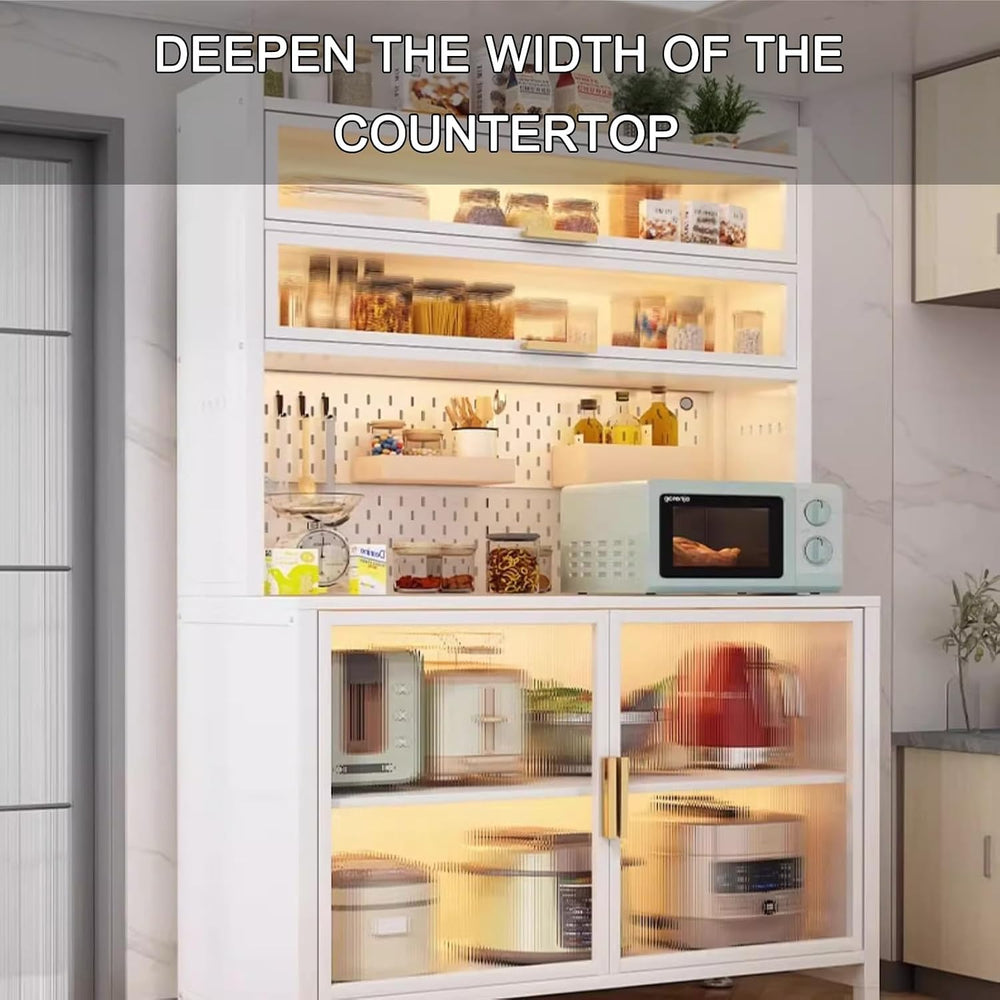 Kitchen Storage Cabinet, Microwave Stand with Flip-up Doors, Kitchen Pantry S...