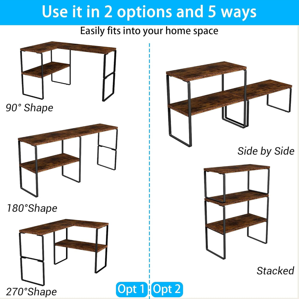 Golener Countertop Organizer Corner Shelf, 2-Tier Adjustable Stackable Corner...