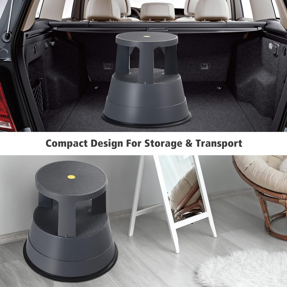 BETTARY Rolling Step Stool with Wheels, Kick Step Stool with 330 LBS Weight C...