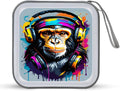 Watercolor Monkey CD DVD Case Holder, 40 Disc Storage Wallet with Exclusive Printed Design, Zipper Closure And Handle for Music Movies Games Travel Car