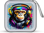 Watercolor Monkey CD DVD Case Holder, 40 Disc Storage Wallet with Exclusive Printed Design, Zipper Closure And Handle for Music Movies Games Travel Car