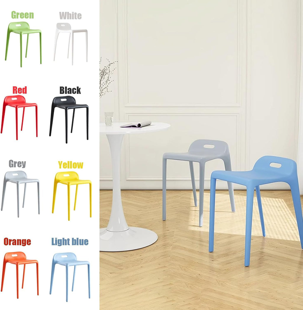 Thickened Plastic Backrest Chair, Wide Seat Plastic Stool, Waterproof Portable Chair, with Smooth Round Corners, for Parties, Home, Office(Green)