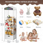 HOOBRO Stuffed Animal Storage & Organizer, Bamboo Stuffed Animal Holder with Fabric Drawer and DIY Chalkboard, Plush Toy Organizer for Playroom, Living Room, Nursery, White WT66CW01