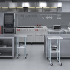 AmGood 20" x 20" Stainless Steel Work Table with Casters | Heavy Duty Metal Utility Table On Wheels | Kitchen Island Cart