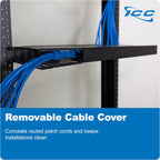 ICC 1U Finger Duct Cable Manager Panel with Cover, Plastic with Metal Back Frame, 5" Depth, Horizontal Cable Management, Rackmount for 19” Network Racks, Black, Single Pack