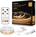 32.8ft Orange Color COB Strip Lights with RF Remote, 2000K Dimmable Ultra Bright Yellow COB Light Strip, Indoor Adhesive Led Lights for Cabinet, Living Room, 2 Rolls of 16.4ft
