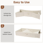 StorageWorks Large Under Bed Storage Containers with Handles and Label Holder, 2 Pack Ultra-thick Fabric Underbed Bins, Brown and White Stripes