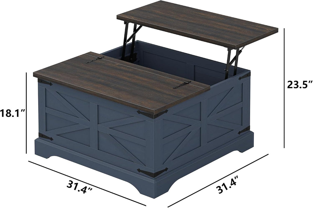 Furnideco Square Coffee Table with Storage Farmhouse Coffee Table with Liftin...