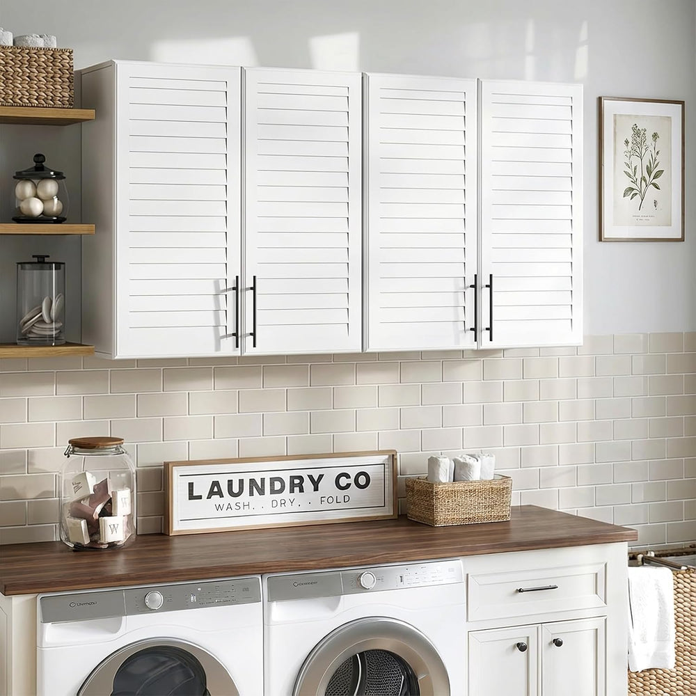 Furnaza 60" W Laundry Room Wall Cabinet with Shutter Style Doors, Wall M...