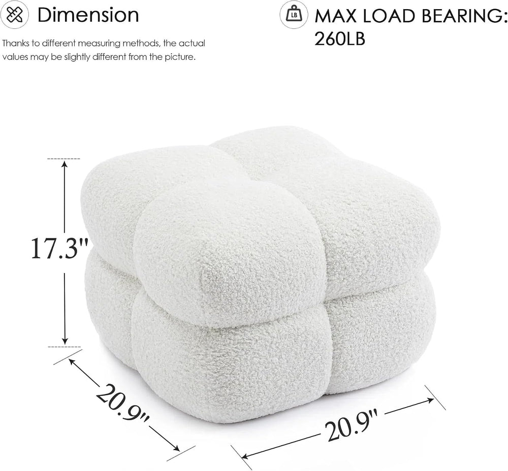 Zesthouse Square Pouf Ottomans Set of 2, Modern Backless Vanity Stool for Bed...