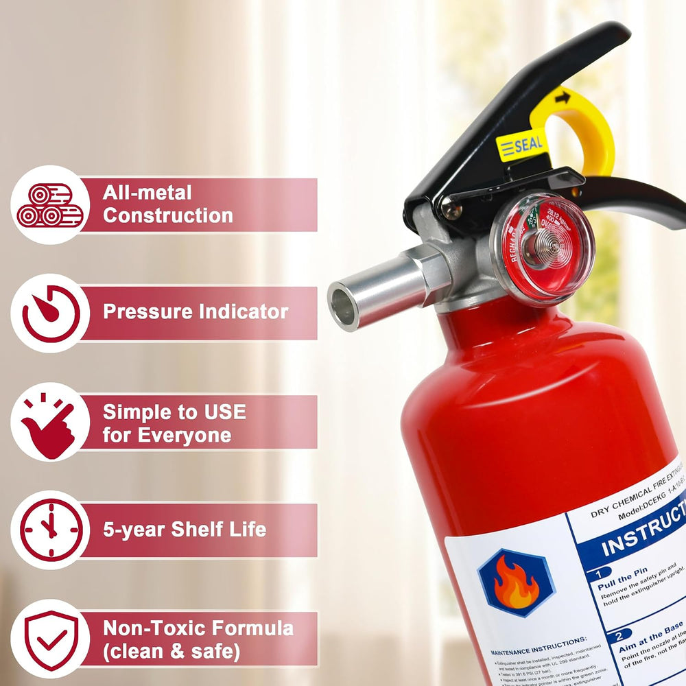 6-Pack Fire Extinguisher for Home, 2.5 lb 1-A:10-B:C Rated Dry Chemical Fire ...