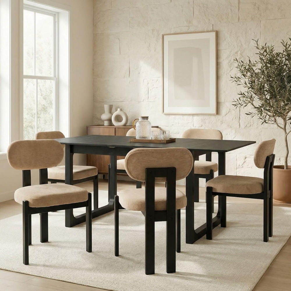 LukeAlon Chenille Dining Chairs Set of 2, Upholstered Armless Kitchen Chairs ...