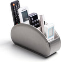 Remote Control Holders Organizer Box with 5 Compartment PU Leather Multi-functional Office Desk Storage Caddy Store Tv Remote for Media Player,Brush,Pencil,Glassees&Office Supplies (Sliver)