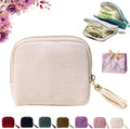 Travel Jewelry Case, Portable Jewelry Storage Bag, Compact Foldable Five Compartments Organizer Pouch with Zipper & Tassel for Earring Necklace Ring Bracelet (Beige)