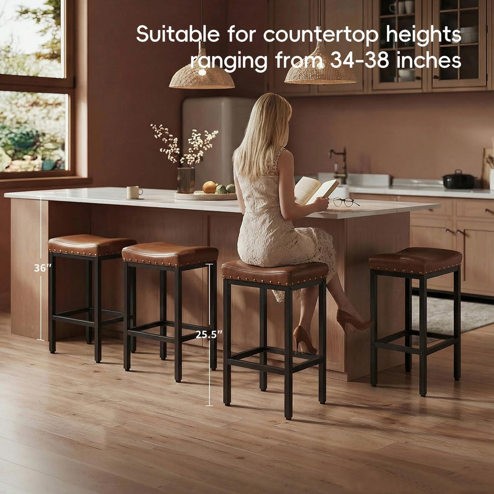 Forteek 25.5'' Bar Stools Set of 2, Counter Height Barstools with Nai...