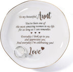 HOME SMILE Christmas Mothers Day Birthday Gifts for Aunt from Newphew or Niece-Ceramic Ring Dish Jewelry Tray-Everyday I look Up to you and appreciate to you