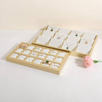 GemeShou Velvet Ring Storage Organizer Tray with 18 grids, White Jewelry Earring Display Stand for Selling, Velvet Jewelry Studs Display Holder【White】
