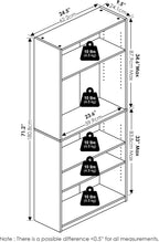 Furinno Jaya Book Shelf, 5-Tier Bookshelf, Bookcase with Adjustable Shelves, 9.5 x 24.5 x 71.2, for Organization and Storage, for Living Room, Bedroom, Home Office, Blackwood