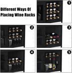 GAOMON Coffee Wine Bar Cabinet with Storage and Detachable Rack | Farmhouse Sideboard and Buffet Cabinet with Glass Holder and Mesh Door, Liquor Coffee Bar Cupboard, Black