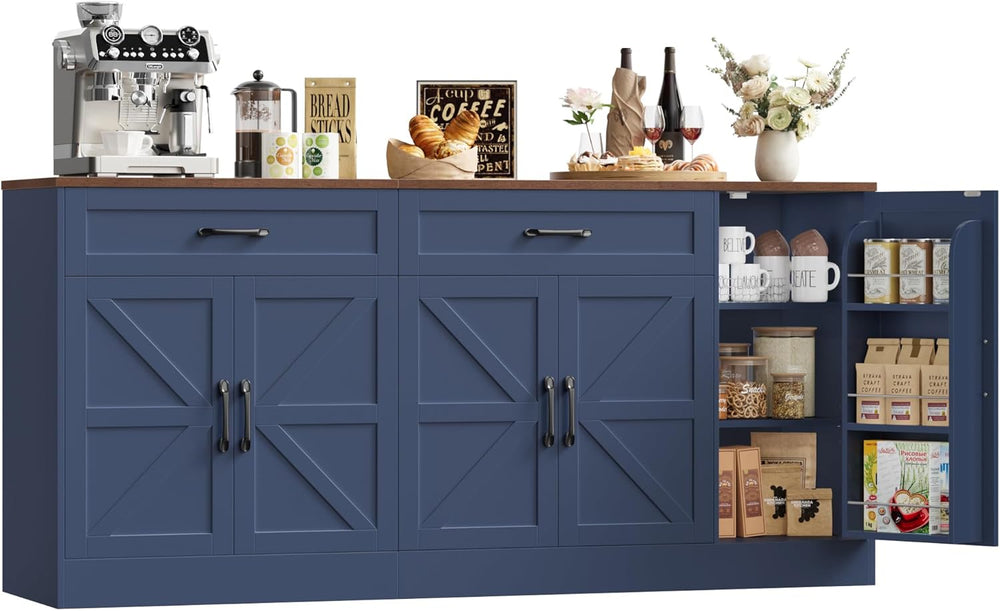 BOTLOG 71” Large Sideboard Buffet Cabinet with Storage, Farmhouse Buffet Cabi...