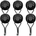 MIKEDE 120 LBS Black Magnetic Hooks, 6 Pack Swivel Swing Magnet Hooks Heavy Duty, Strong Neodymium Magnets Hanger for Hanging, Grill, Cruise Cabins - 32mm(1.26in) in Diameter