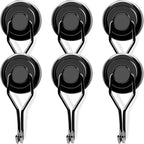 MIKEDE 120 LBS Black Magnetic Hooks, 6 Pack Swivel Swing Magnet Hooks Heavy Duty, Strong Neodymium Magnets Hanger for Hanging, Grill, Cruise Cabins - 32mm(1.26in) in Diameter