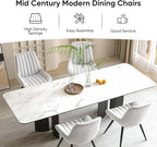Nalupatio Modern Dining Chairs Set of 4, Comfy Dining Room Chairs with Thick Cushions, Upholstered Fabric Kitchen Side Chairs with Metal Legs, White
