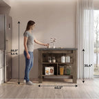 TUHOME Cala Kitchen Island with Storage and Seating, 35.4" Tall Workstation, 3 Open Shelves, Wide Tabletop, Four Sturdy Legs, Engineered Wood, Small Kitchen Island for Meal Prep