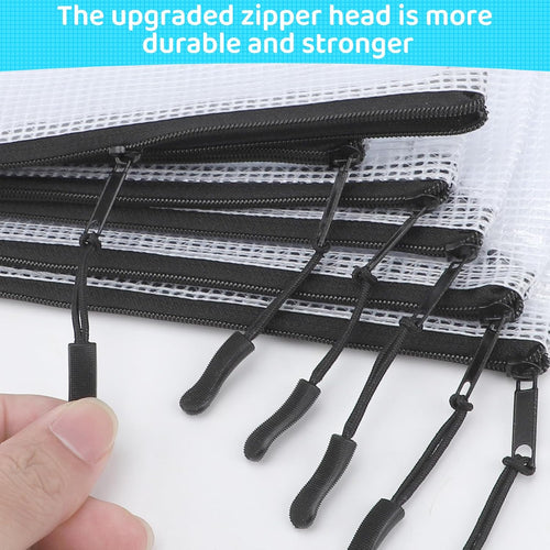 24pcs Mesh Zipper Pouch Bags, Large A3 17x12 Inches Reusable Bags Puzzle Storage Organizer Black Multipurpose for Travel Board Games School Office Supplies and Home Classroom Organization