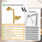 2 Pack Purse Holder for Closet, Dual Hook Purse Stands for Display, Stainless Steel Bag Hanger, Adjustable Height Purse Rack Stand, Handbag Display Stand, Bag Hanger for Vendors Table Boutiques (Gold)