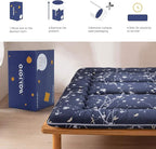 MAXYOYO Japanese Floor Mattress Futon Mattress, 4" Thicken Tatami Mat Sleeping Pad Foldable Roll Up Mat Boys Girls Dormitory Pad Kids Floor Lounger Pillow Bed, Charcoal Grey, Queen Size