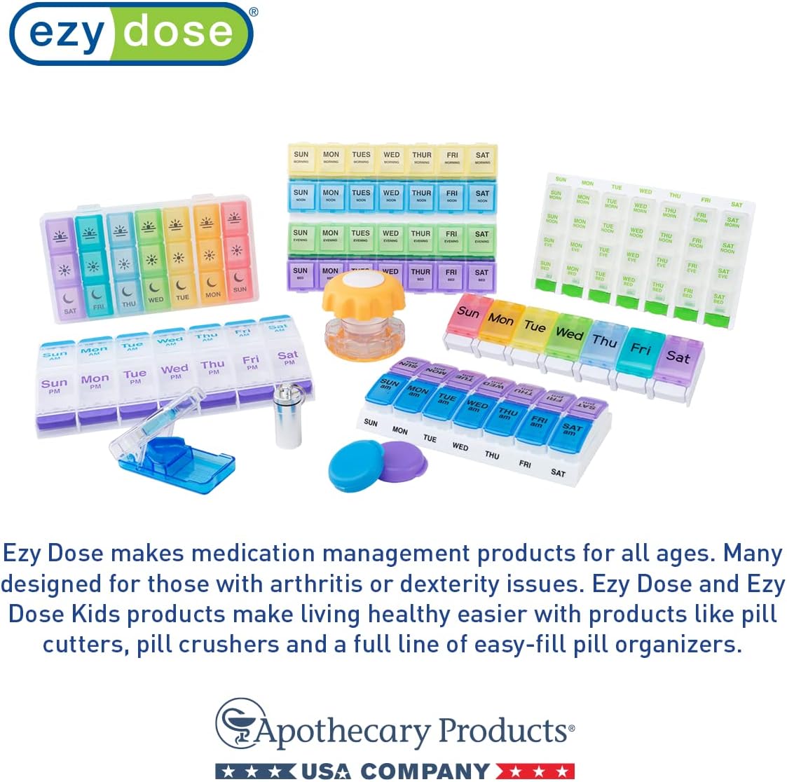 EZY DOSE Slide Pill Organizer, BPA-Free Medication Storage Case with Durable BPA-Free Plastic with Plastic Exterior, Large 7-Day Weekly Compartments, Tablets, Vitamins, Compact, 6.5-Inch, Black