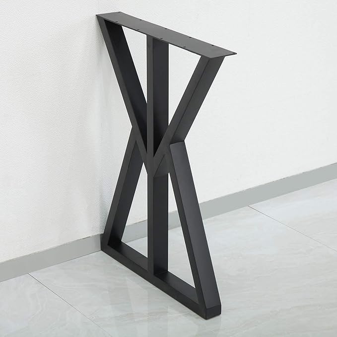 SSS Furniture 2 Pcs Industrial Metal Furniture Legs (H28 x W20) Rustic Decory Triangular Coffee Table Legs, Heavy Duty Metal Desk Legs, Dining Table Legs, DIY Cast Iron Bench Legs,Black