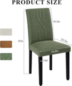 VECELO Upholstered Dining Chairs Set of 2, Modern PU Leather and Solid Wood Legs & High Back for Kitchen/Living Room- Green