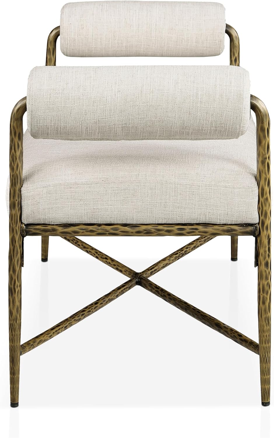 24/7 Shop at Home Lalia Upholstered 48-inch Metal Bench with Padded Roll Arms...