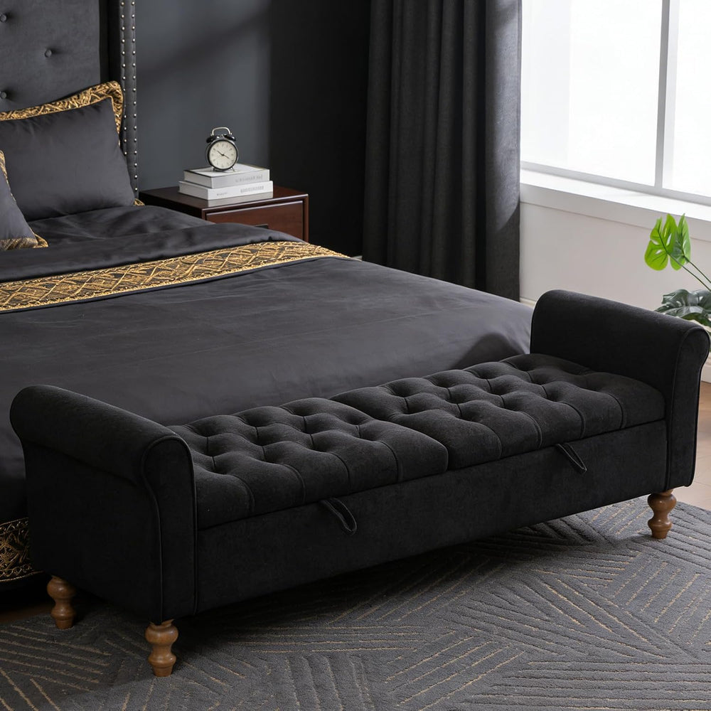 Chifee & Vingol 65" Storage Ottoman Bench Upholstered End of Bed Ben...