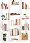 Aheaplus Bookshelf, Tree-Shaped Bookcase Storage Shelf with 13 compartments, Books Organizer Display Cube Shelves, Industrial Free Floor Standing Wood Open Bookshelves for Home, White