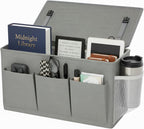 Bedside Caddy Organizer,Bed Hanging Storage Bag for Dorm Utility Carts Bed Rails,Book Phone Magazine Holder(6 Pockets,Grey)