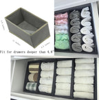 Socks Drawer Organizer Set of 3 Pack Light Grey, Small Underwear Dividers, 11' Closet Cabinet Wardrobe Dresser Storage Boxes for Panty Stockings Leggings Baby Clothes