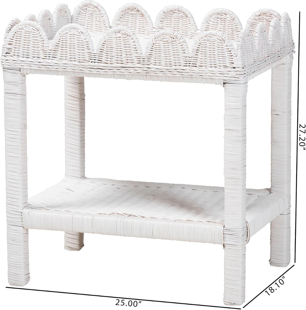Bali & pari Sumana Natural Rattan Side Table - Handwoven Wicker 2-Tier Ac...