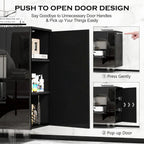 TV Stand TV Cabinet Up to 65 inch with Conceals Storage, High Gloss, Black | TV cabinet with 2 Push-Open doors and 2 drawers, entertainment center, storage cabinet, modern style, living room, office
