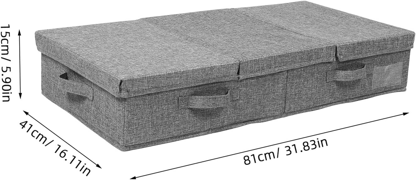 STOBAZA Foldable Under Bed Clothes Storage Box with Lid Space-saving Quilt and Clothing Organizer for Closet and Shelf Portable Fabric Storage Bin for Bedroom and Home Use