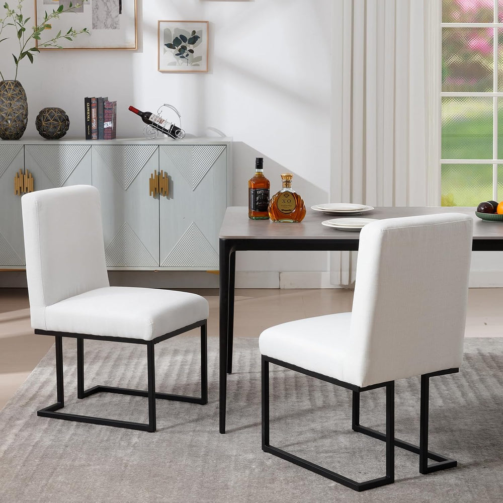 Upholstered Dining Chairs Set of 2, Modern Linen Fabric Kitchen & Dining ...