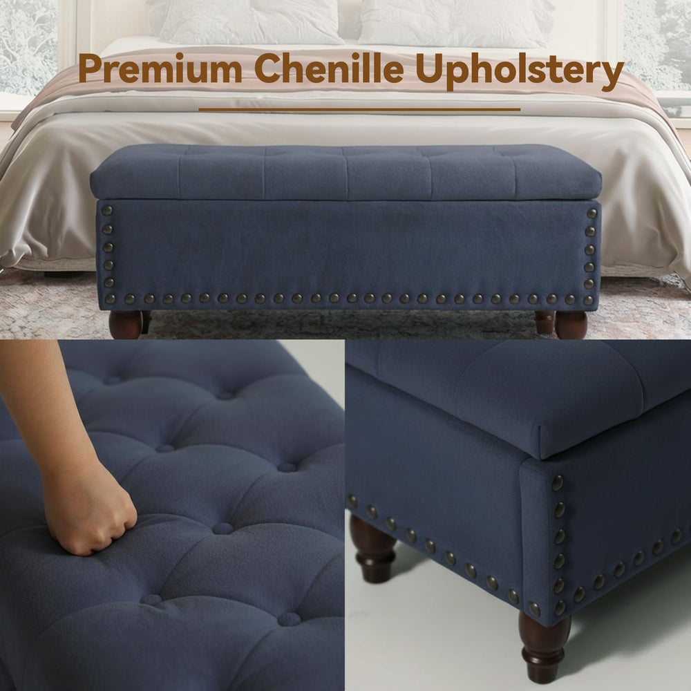 42'' End of Bed Storage Bench with Dual-Surface Lid, Upholstered Otto...