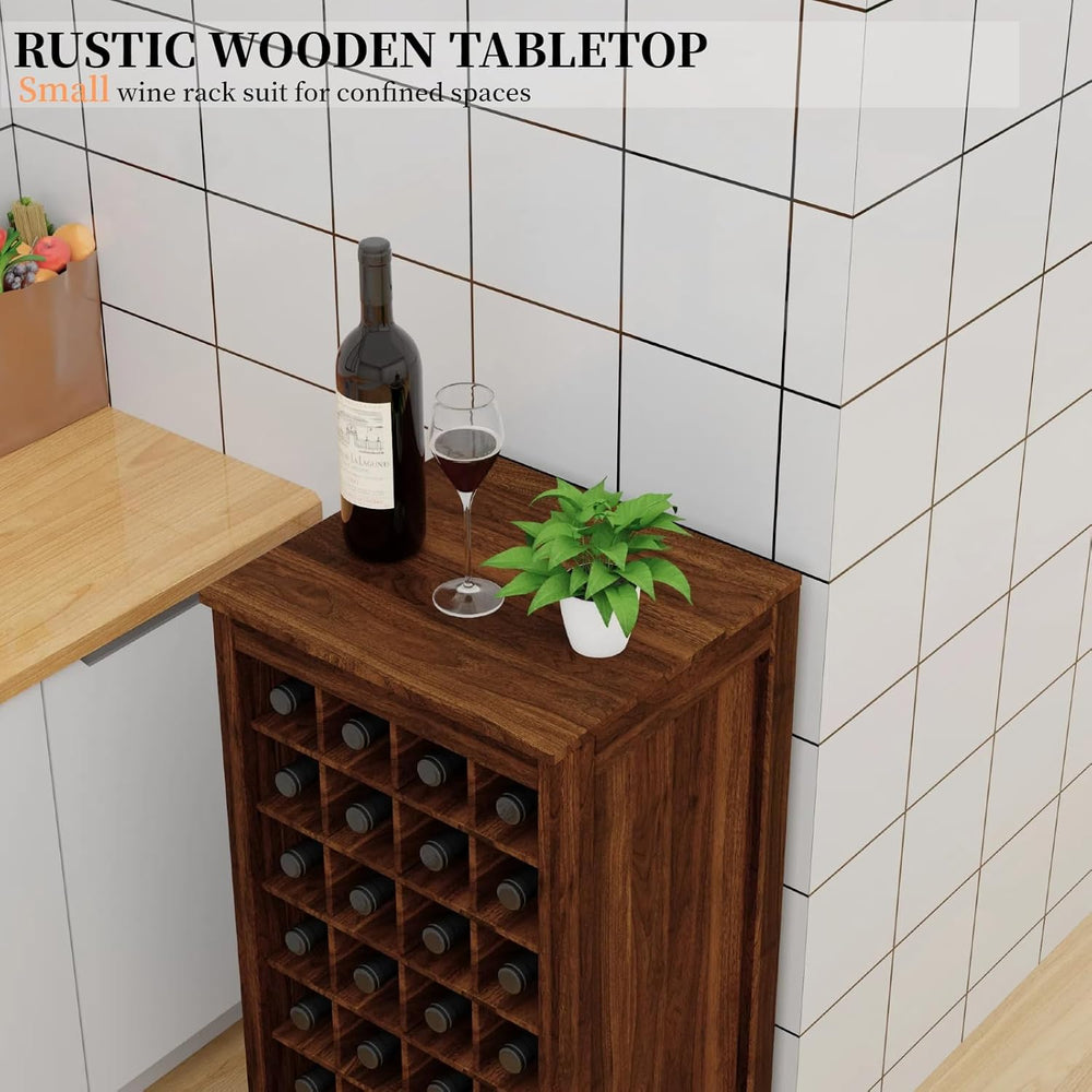 WERSMT 8-Tier Freestanding Wine Rack Wood, 32 Bottles Wine Rack Counter for S...